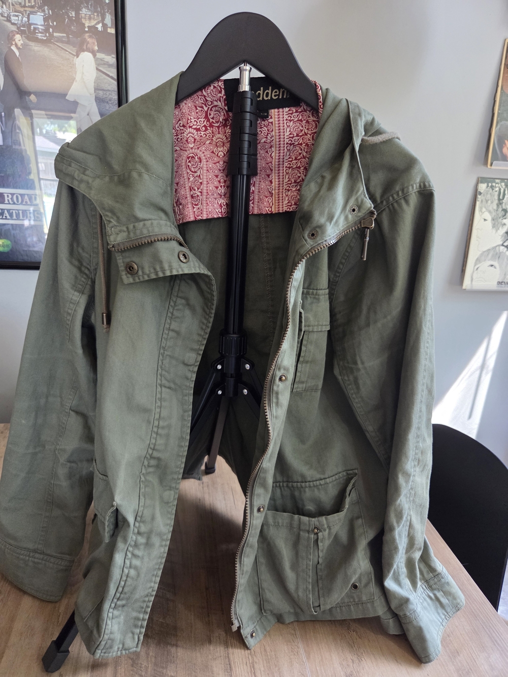 Olive Green Utility Jacket with Hood - Picture 2 of 4